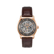 BOSS Principle Skeleton Mech-Automatic Dark Grey Round Dial Men's Watch|Brown Calfskin Material|Brown Color Band