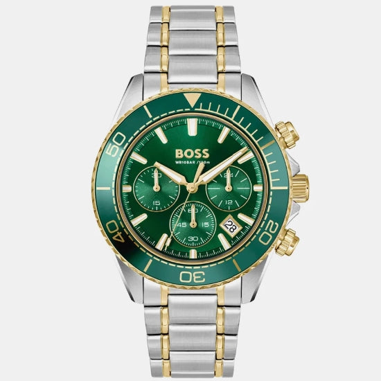 Boss Sealiner Men Quartz Green Dial Chronograph Stainless Steel Watch