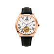 Men Automatic Silver Dial Multi-Function Leather Watch