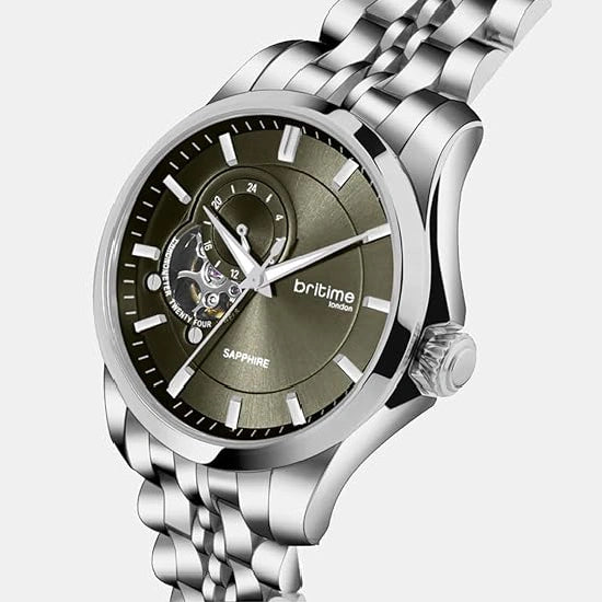 Men Automatic Green Dial Analog Stainless Steel Watch