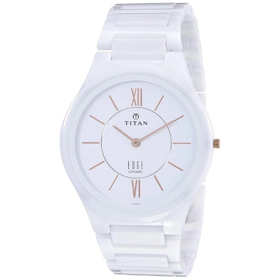Titan Edge Ceramic White Dial Analog Ceramic Strap watch for Men