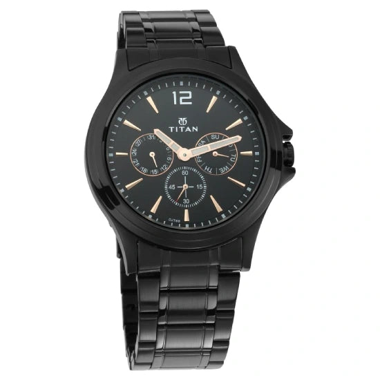 Titan All Black Analog Black Dial Men's Watch