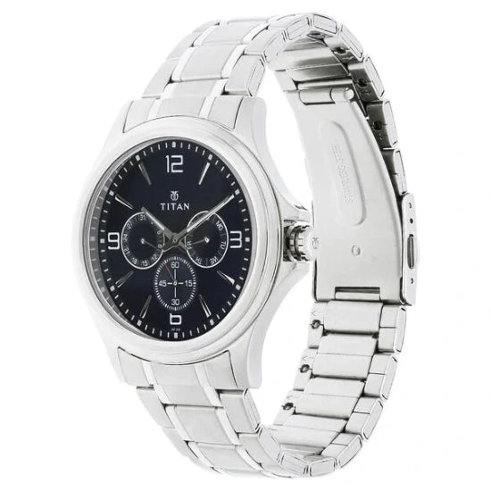 Titan Blue Dial Quartz Multifunction Stainless Steel Strap watch for Men