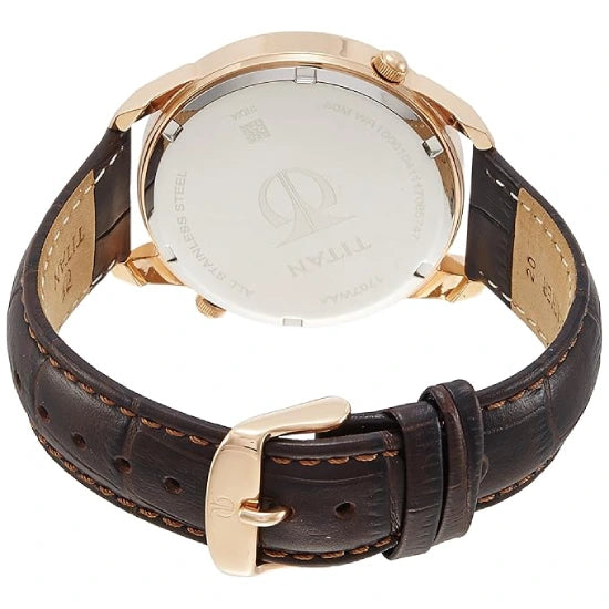 Titan Globe Trotter Anthracite Dial Dual Time Leather Strap watch for Men