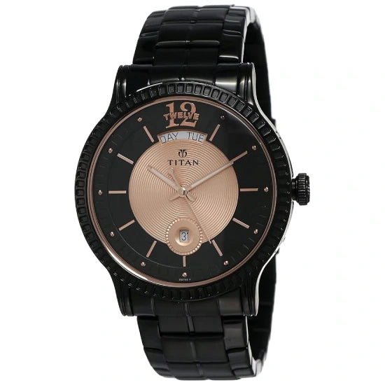 Titan Regalia Sovereign Quartz Analog with Day and Date Multicoloured Dial Stainless Steel Strap Watch for Men