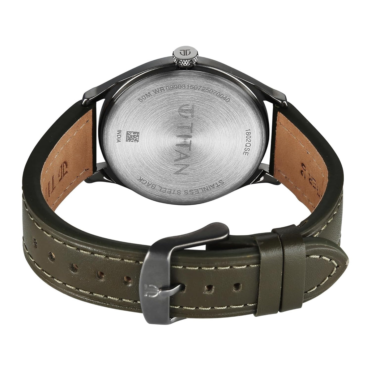 Titan Neo Basics II Quartz Green Round Dial Men's Watch | Genuine Leather Strap Material | Watches for Men Analog