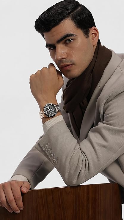 Calvin Klein Sport for Him Qtz Multifunction Black Round Dial Men's Watch|Ionic Plated Rose Gold Steel Material|Rose Gold Color Band