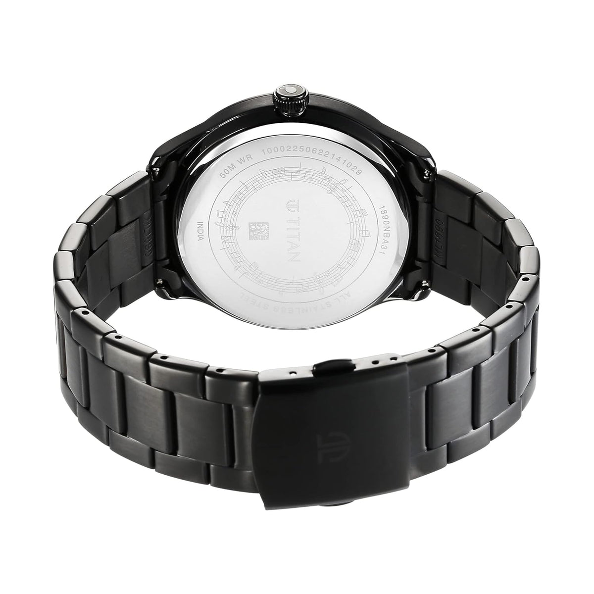 Titan Quartet Quartz Analog Black Dial Black Stainless Steel Strap Watch for Men
