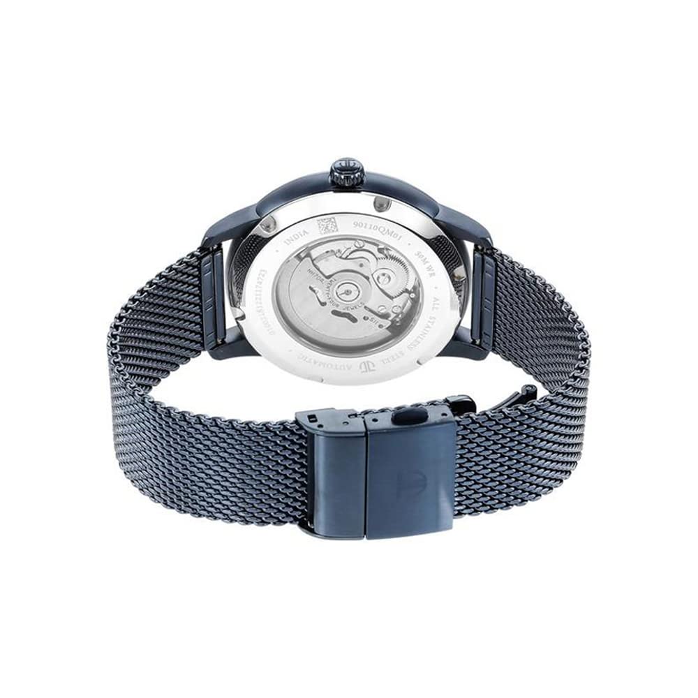 Titan Skeletal Automatic Blue Dial Blue Stainless Steel Strap Watch for Men
