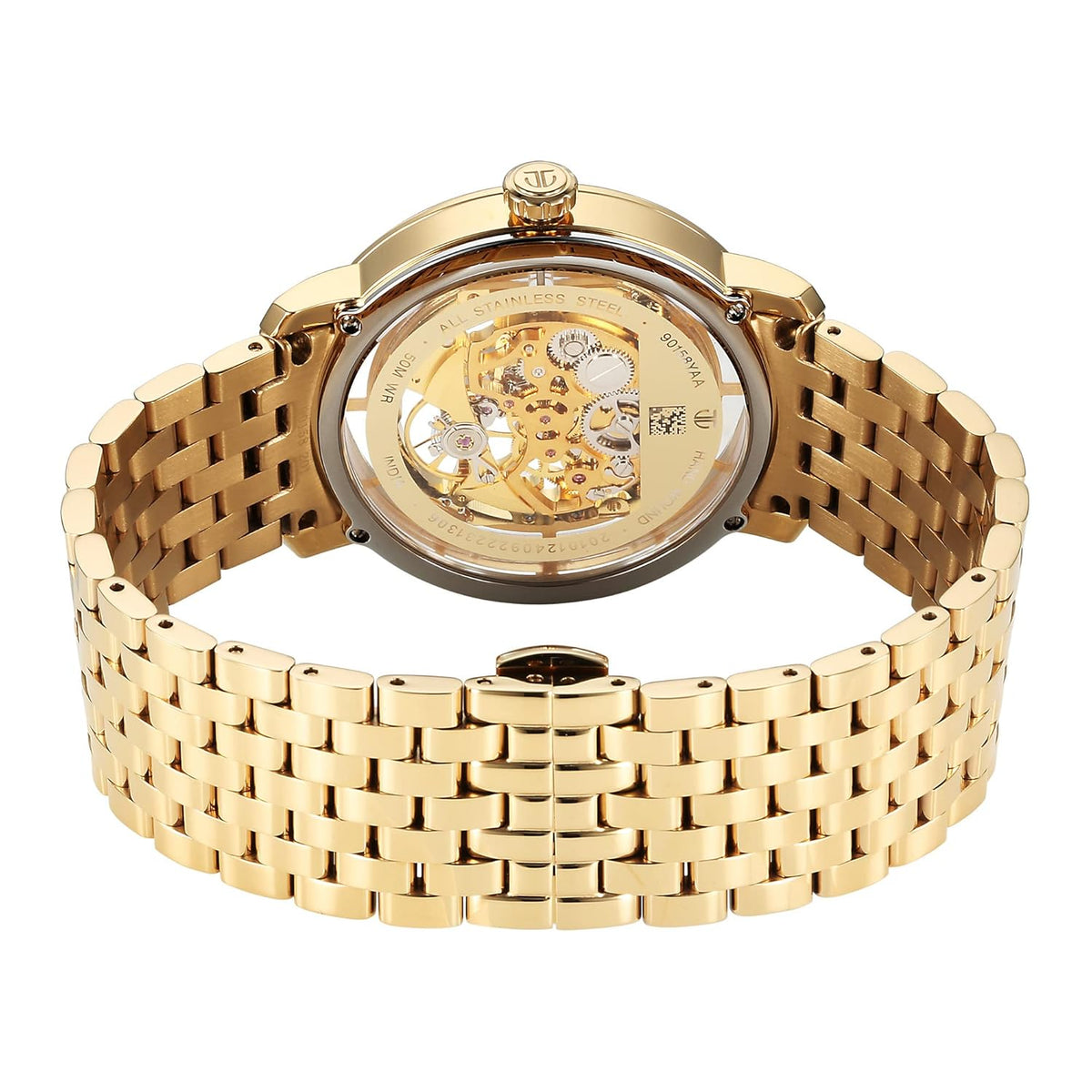 Titan Mechanical Slimline Golden Dial Golden Stainless Steel Strap watch for Men