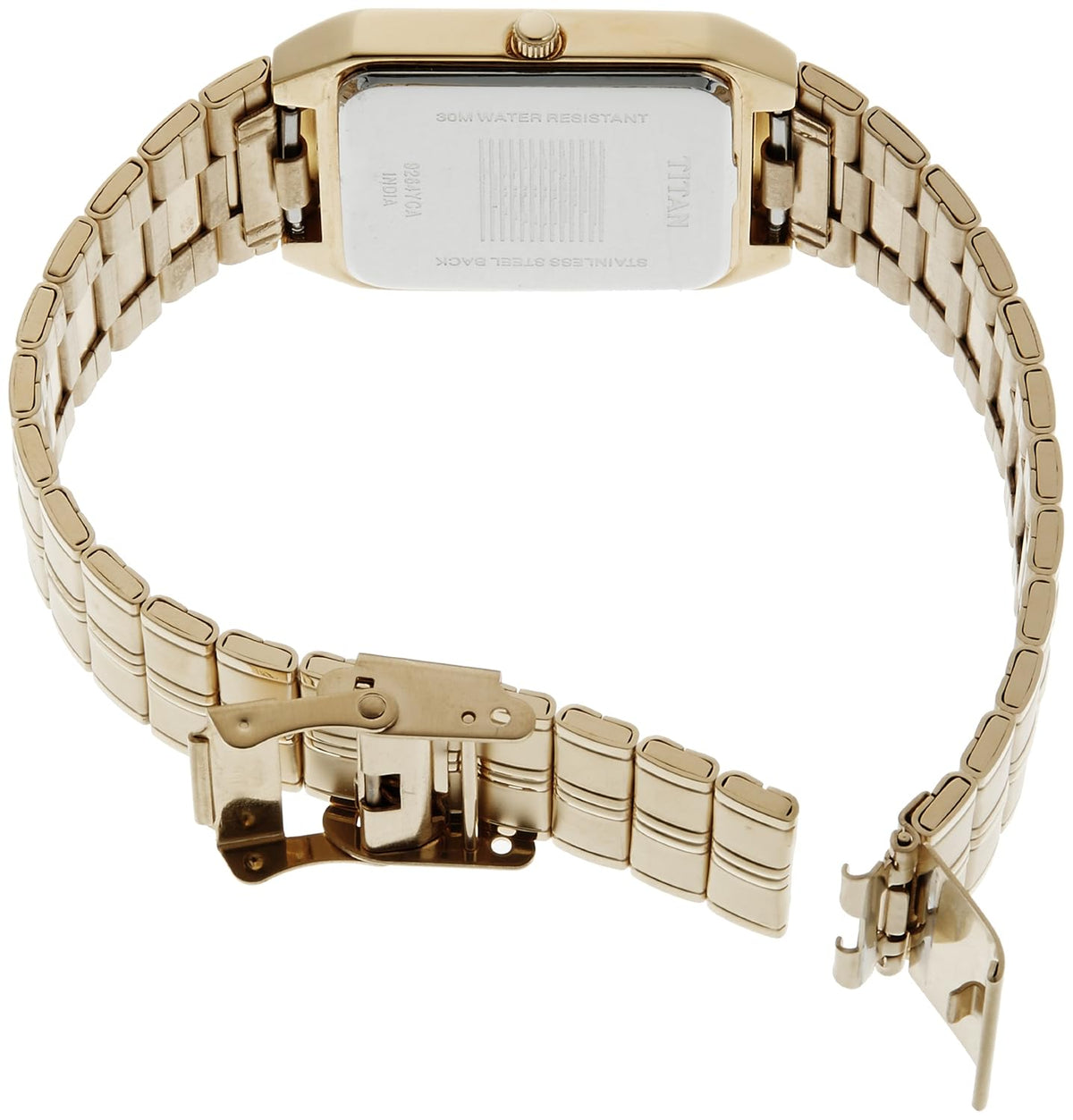 Titan Rectangle White Dial Analog with Date Metal Strap Watch for Men