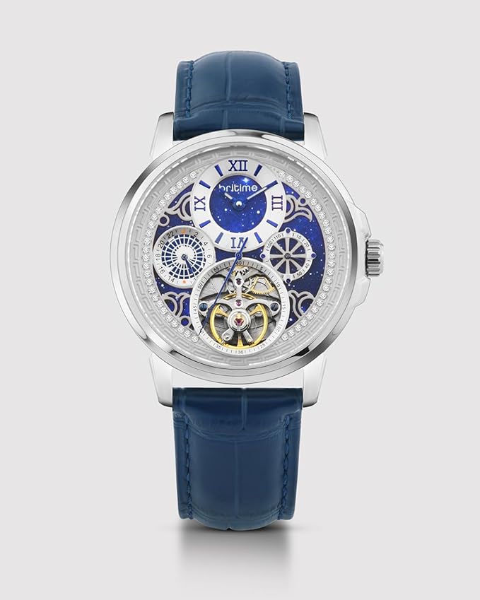 Aquatica Men’s Automatic Watch – Blue Dial, Leather Strap, Multi-Function | Stylish Timepiece for Any Occasion