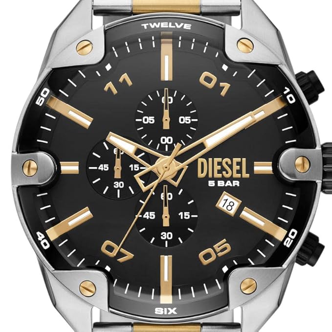 Diesel Spiked Analog Black Dial Men's Stainless Steel Watch