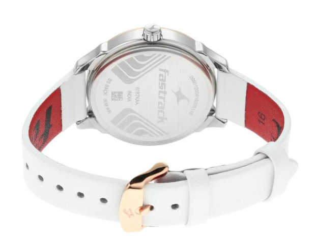 Fastrack All Nighters Quartz Analog White Dial Leather Strap Watch for Girls