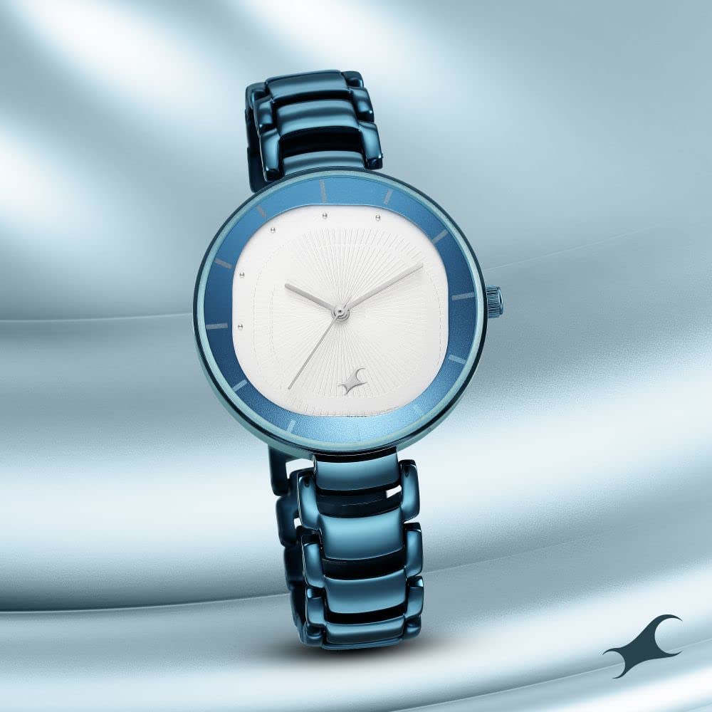 Fastrack Style Up Quartz Analog Silver Dial Blue Metal Strap Watch for Girls