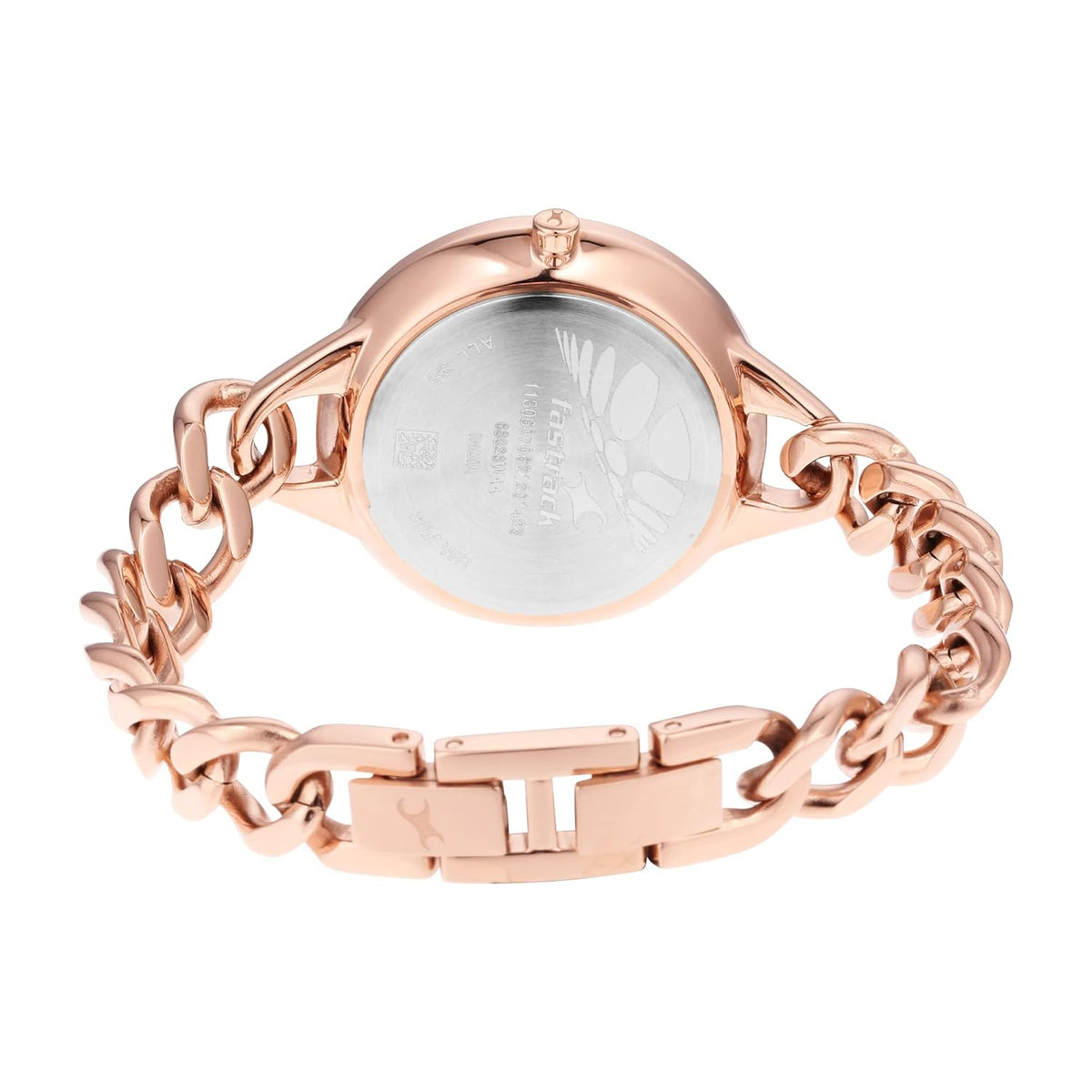 Fastrack Glitch Quartz Analog Rose Gold Dial Rose Gold Metal Strap Watch for Girls