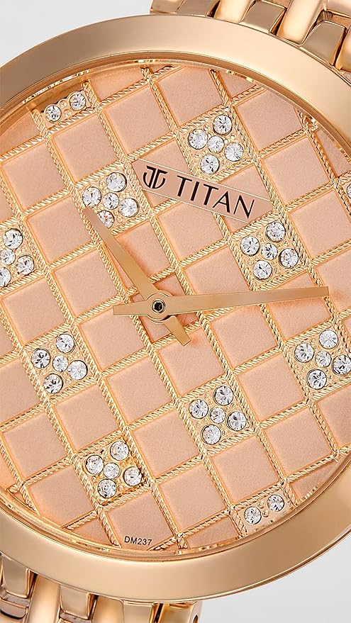 Titan Purple Unending Beauty Rose Gold Dial Women Watch with Stainless Steel Strap