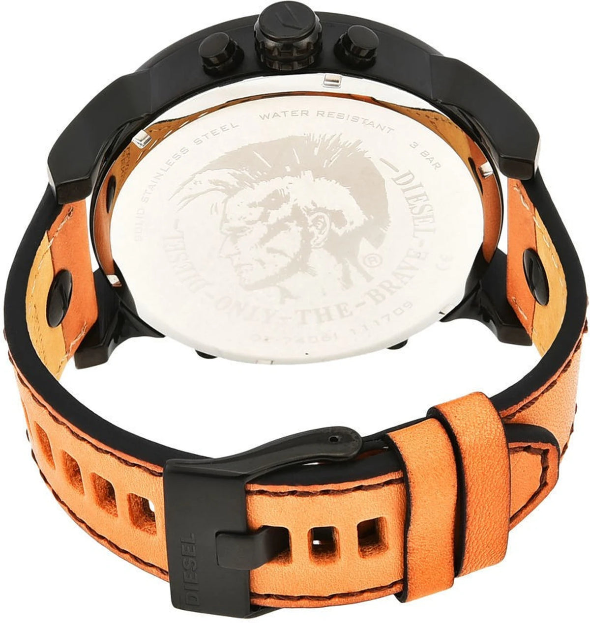 Diesel Men's Mr. Daddy 2.0 Black IP and Brown Leather Chronograph Watch Analog Watch - For Men