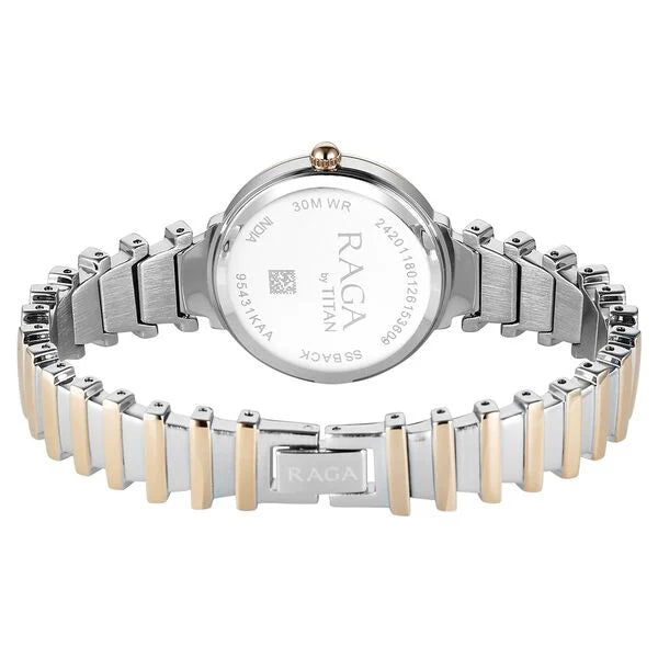 Titan Raga Spotlight Quartz Analog Silver Dial Two Toned Metal Strap Watch For Women