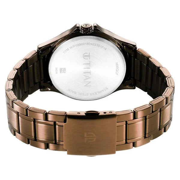 Titan Neo Splash Quartz Multifunction Brown Dial Stainless Steel Strap Watch for Men