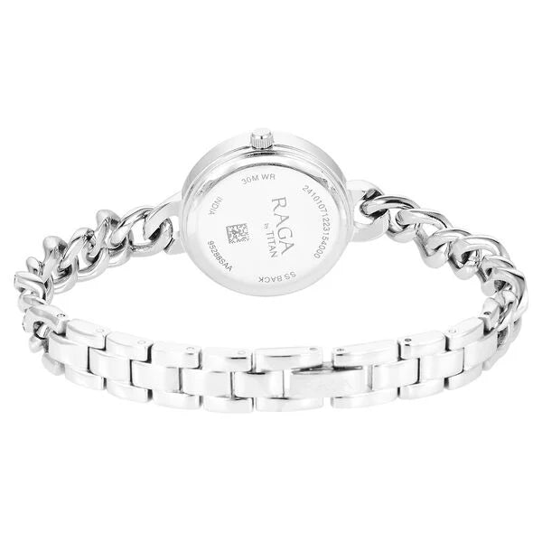 Titan Raga Showstopper Quartz Analog Silver Dial Metal Strap Watch for Women