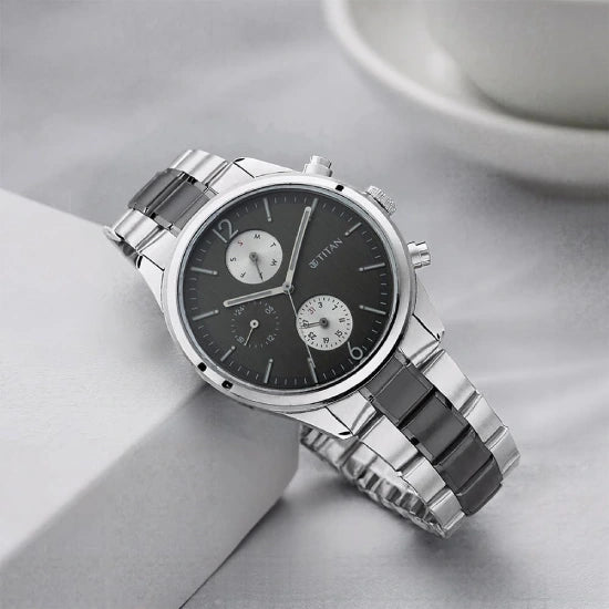 Titan Men's Metropolitan Charm: Men's Multifunctional Anthra Watch with Metallic Accents
