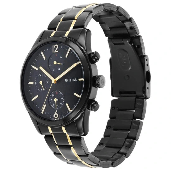 Titan Men BLACK & GOLD Anthracite Analog Watch