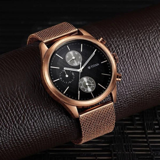 Titan Neo Splash Black Dial Quartz Analog with Date Stainless Steel Strap watch for Men
