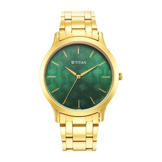 Titan Karishma Radiance Green Dial Analog Stainless Steel Strap Watch for Men
