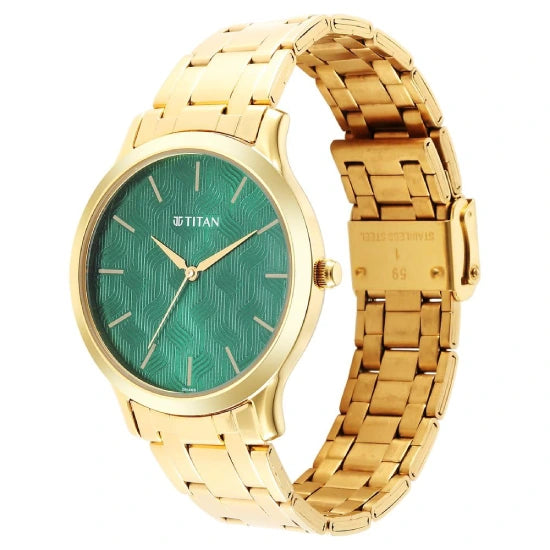Titan Karishma Radiance Green Dial Analog Stainless Steel Strap Watch for Men