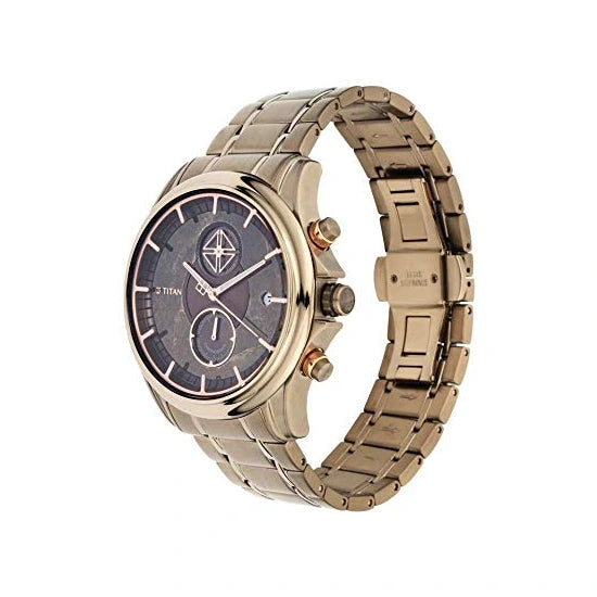 Titan Regalia Grandmaster Black Dial Chronograph Stainless Steel Strap watch for Men