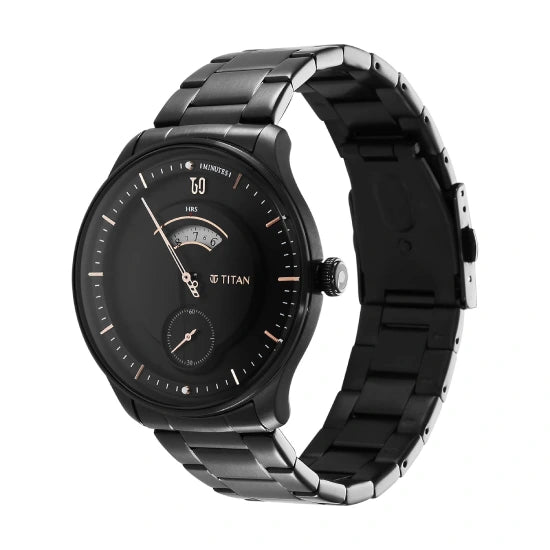 Titan Quartet Quartz Analog Black Dial Black Stainless Steel Strap Watch for Men