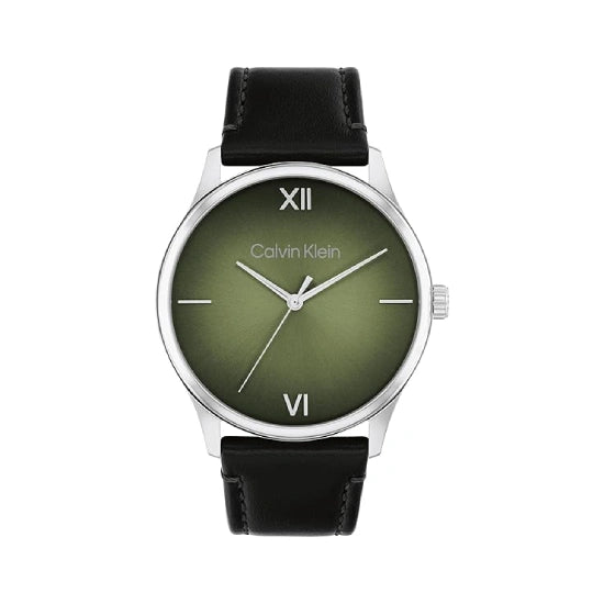 Calvin Klein Ascend Qtz Basic Olive Green Round Dial Men's Watch|Leather Material|Multi Color Band