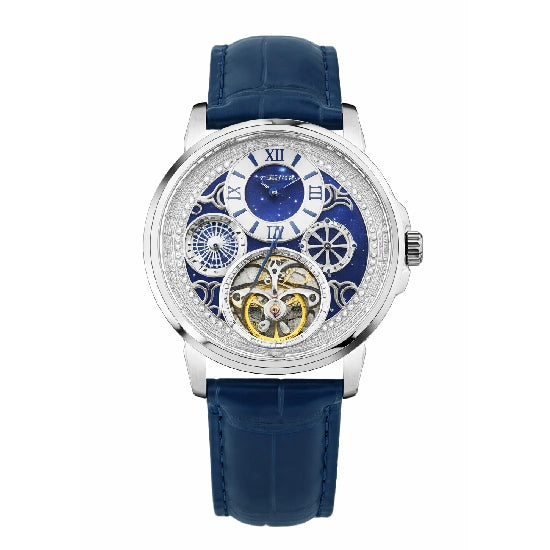 Aquatica Men’s Automatic Watch – Blue Dial, Leather Strap, Multi-Function | Stylish Timepiece for Any Occasion
