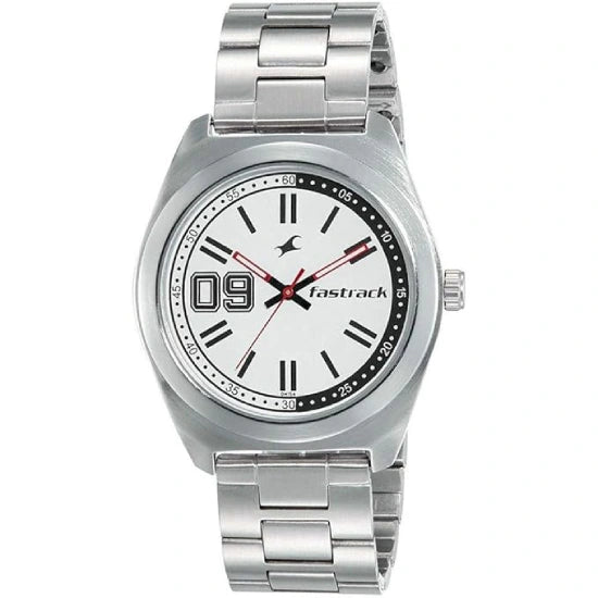 Fastrack Varsity Quartz Analog White Dial Stainless Steel Strap Watch for Guys