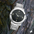 Fastrack Bare Basics Quartz Analog with Date Black Dial Silver Stainless Steel Strap Watch for Guys
