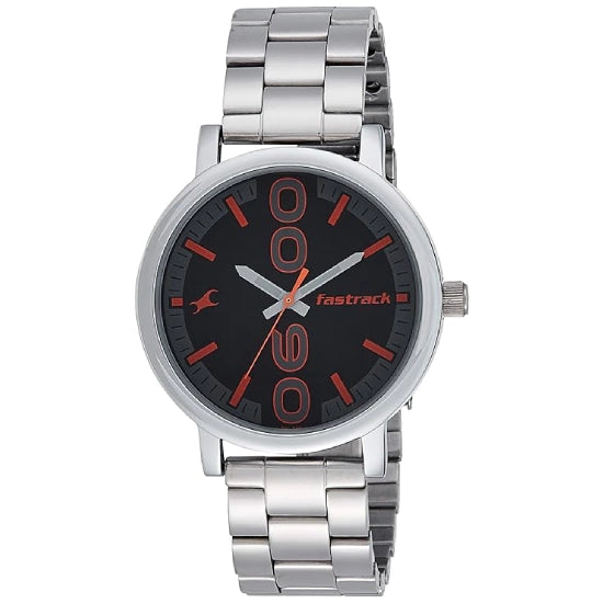 Fastrack Bold Quartz Analog Black Dial Stainless Steel Strap Watch for Guys