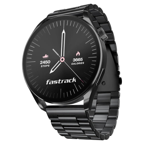 Fastrack Dezire FX1 1.38" Smart Watch with BT Calling, 100+ Sports Modes, BP Monitoring, Functional Crown, Metal Alloy Case – Smartwatch for Men & Women (Metal Strap, Black)