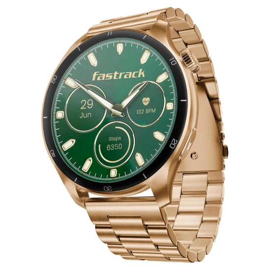 Fastrack Dezire FX1 PRO Fashion Smart Watch, 1.43" AMOLED, 466 * 466 Resolution, SingleSync BT Calling, AI Voice Assistant, 100+ Sports Modes & Smartwatch Faces, Upto 5 Day Battery, IP68 (Rose Gold)