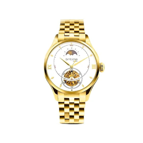 Men Automatic Silver-Gold Dial Analog Metal Watch