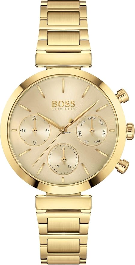 Boss Watches Flawless 24h Indicator|Date Analog Yellow Dial Women's Watch