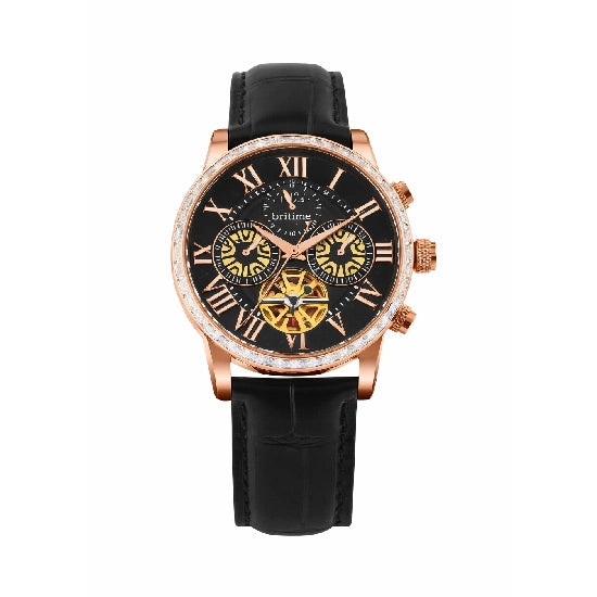 Orbit Men’s Automatic Rose Gold Dial Multifunction Watch Stylish Leather Strap | Round Dial | Elegant Timepiece for Any Occasion