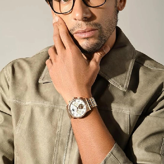 Chronograph Watch - Silver Dial, Stainless Steel Case, Water-Resistant - Stylish and Reliable Timepiece for Every Occasion