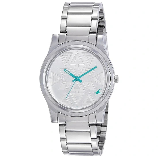 Fastrack Quartz Analog Silver Dial Stainless Steel Strap Watch for Girls
