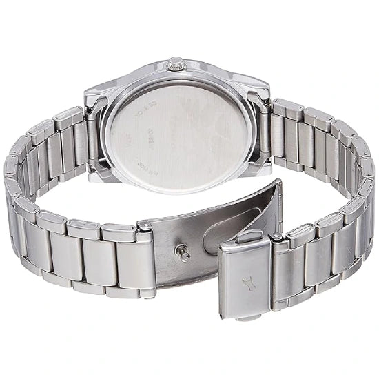 Fastrack Quartz Analog Silver Dial Stainless Steel Strap Watch for Girls