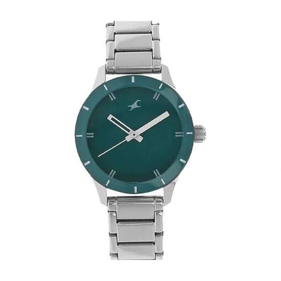Fastrack Men Stainless Steel Monochrome Analog Green Dial Watch-Nn6078Sm01/Np6078Sm01, Band Color-Silver