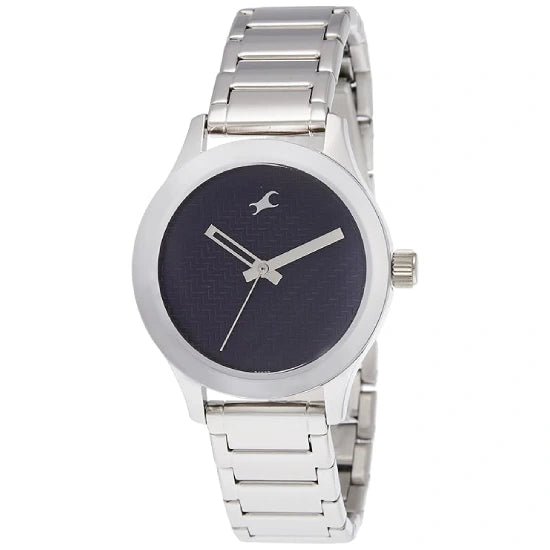 Fastrack Quartz Analog Black Dial Stainless Steel Strap Watch for Girls