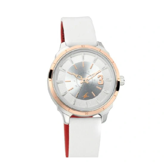 Fastrack All Nighters Quartz Analog White Dial Leather Strap Watch for Girls