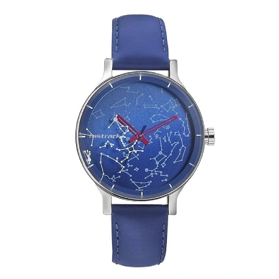 Fastrack Space Rover Quartz Analog Blue Dial Leather Strap Watch for Girls