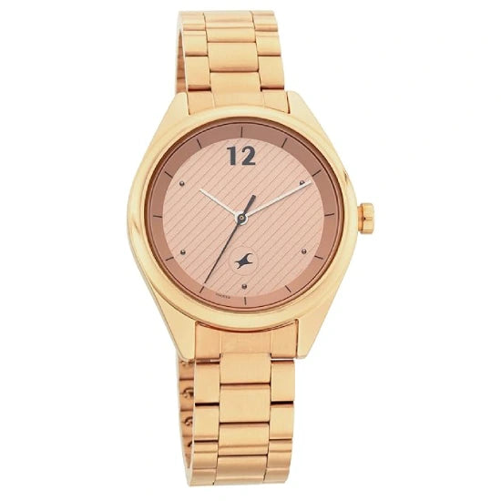 Fastrack Quartz Analog Rose Gold Dial Stainless Steel Strap Watch for Girls